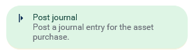 Post journal on new asset
