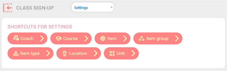 Sign up setting options