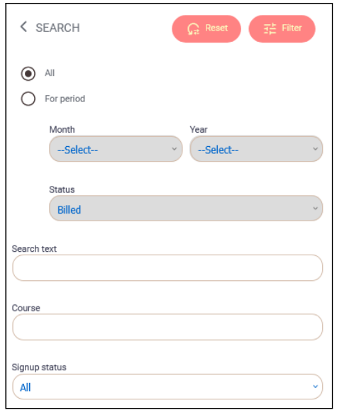 Sign up advanced search