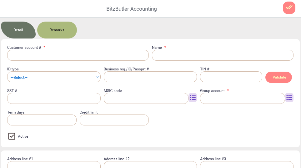 Customer profile on desktop view