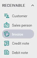Receivable menu options
