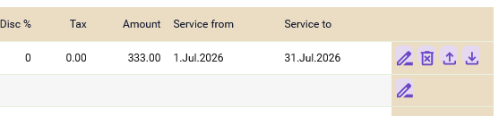 The servicing period for the item line